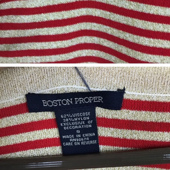 Boston Proper Red & Gold Glitter Blouse - Picture 4 of 4